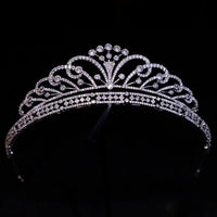 Stunning Bridal Cubic Zircon Crystal Silver Tiara Crown Wedding Headdress