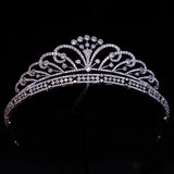 Stunning Bridal Cubic Zircon Crystal Silver Tiara Crown Wedding Headdress