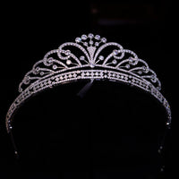 Stunning Bridal Cubic Zircon Crystal Silver Tiara Crown Wedding Headdress