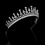 Royal Silver Wedding Crowns Tiaras for Brides Zircon Crystal Bridal Headbands