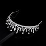 Royal Silver Wedding Crowns Tiaras for Brides Zircon Crystal Bridal Headbands