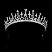 Royal Silver Wedding Crowns Tiaras for Brides Zircon Crystal Bridal Headbands