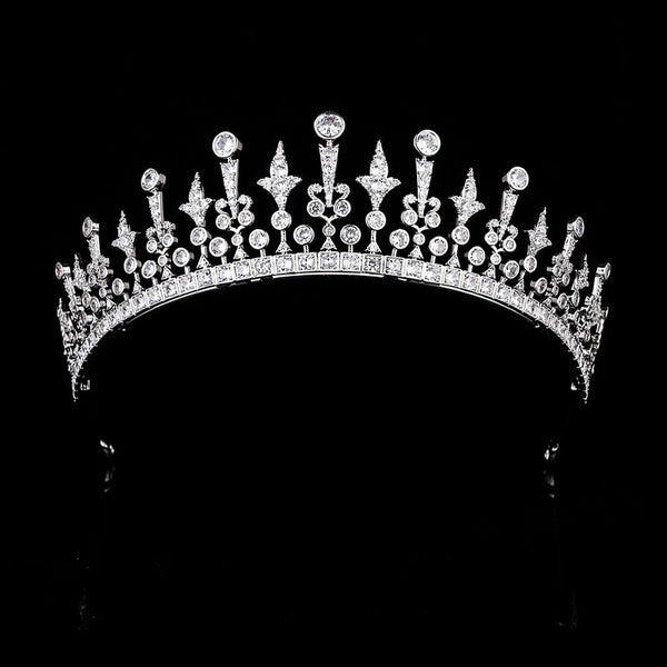 Royal Silver Wedding Crowns Tiaras for Brides Zircon Crystal Bridal Headbands