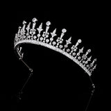 Royal Silver Wedding Crowns Tiaras for Brides Zircon Crystal Bridal Headbands