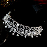 Royal Princess Silver Wedding Crowns Tiaras for Brides Zircon Crystal Bridal Headbands