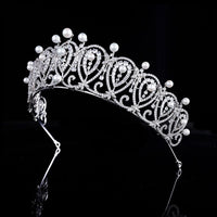 Royal Princess Silver Wedding Crowns Tiaras for Brides Zircon Crystal Bridal Headbands