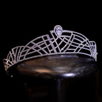 Gorgeous Bridal Cubic Zircon Crystal Silver Tiara Crown Wedding Headdress