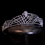 Gorgeous Bridal Cubic Zircon Crystal Silver Tiara Crown Wedding Headdress