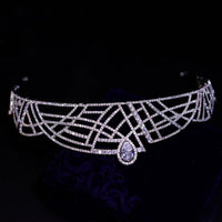 Gorgeous Bridal Cubic Zircon Crystal Silver Tiara Crown Wedding Headdress