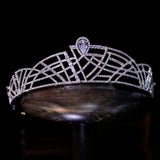 Gorgeous Bridal Cubic Zircon Crystal Silver Tiara Crown Wedding Headdress