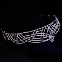 Gorgeous Bridal Cubic Zircon Crystal Silver Tiara Crown Wedding Headdress