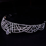 Gorgeous Bridal Cubic Zircon Crystal Silver Tiara Crown Wedding Headdress