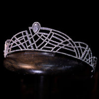 Gorgeous Bridal Cubic Zircon Crystal Silver Tiara Crown Wedding Headdress