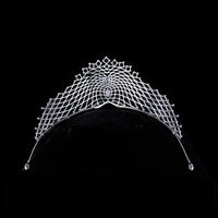 Gorgeous Bridal Cubic Zircon Crystal Silver Tiara Crown Wedding Headdress