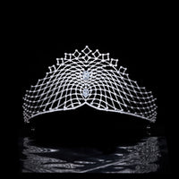 Gorgeous Bridal Cubic Zircon Crystal Silver Tiara Crown Wedding Headdress