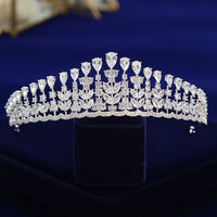 Elegant Royal Cubic Zircon Brides Crowns Tiaras Wedding Headpieces Hair Accessories HT19003