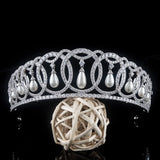 Princess Bridal Clear Zircon Crystal Hairbands Silver Tiara Crown Wedding Headdress