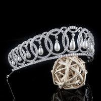 Princess Bridal Clear Zircon Crystal Hairbands Silver Tiara Crown Wedding Headdress