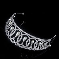 Princess Bridal Clear Zircon Crystal Hairbands Silver Tiara Crown Wedding Headdress