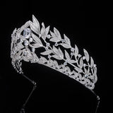 New Design Bridal Cubic Zircon Crystal Silver Tiara Crown Wedding Headdress