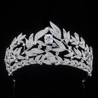 New Design Bridal Cubic Zircon Crystal Silver Tiara Crown Wedding Headdress