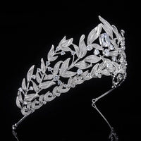 New Design Bridal Cubic Zircon Crystal Silver Tiara Crown Wedding Headdress