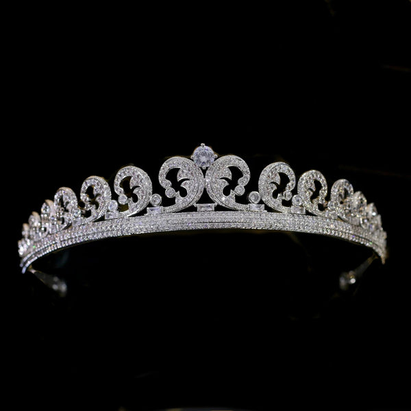 Royal Princess Cubic Zircon Brides Crowns Tiaras Wedding Headpieces Hair Accessories HT19038