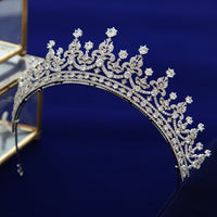 Elegant Queen Cubic Zircon Brides Crowns Tiaras Wedding Headpieces Hair Accessories HT19051