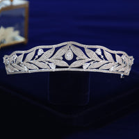 Full Cubic Zircon Wedding Tiaras Crowns Crystal Brides Headpieces Evening Hair Jewelry HT19063