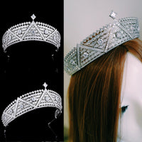 Great Full Cubic Zircon Wedding Tiaras Crowns Crystal Brides Headpieces Evening Hair Jewelry HT19065