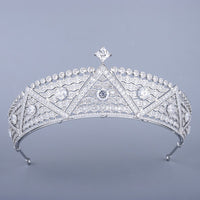 Great Full Cubic Zircon Wedding Tiaras Crowns Crystal Brides Headpieces Evening Hair Jewelry HT19065