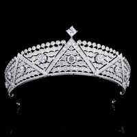 Great Full Cubic Zircon Wedding Tiaras Crowns Crystal Brides Headpieces Evening Hair Jewelry HT19065