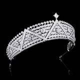 Great Full Cubic Zircon Wedding Tiaras Crowns Crystal Brides Headpieces Evening Hair Jewelry HT19065