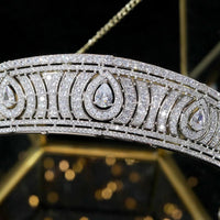 Princess Full Cubic Zircon Wedding Tiaras Crowns Crystal Brides Headpieces Evening Hair Jewelry HT19066