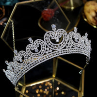 Princess Full Cubic Zircon Wedding Tiaras Crowns Crystal Brides Headpieces Evening Hair Jewelry HT19067