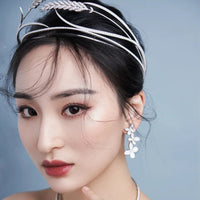 European Clear Zircon Brides Crowns Tiaras Silver Plated Crystal Bridal Hairbands