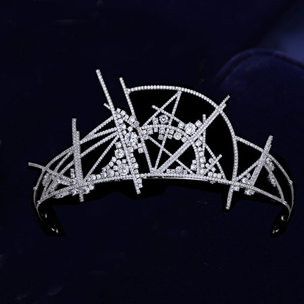 Oversize CZ Princess Wedding Tiaras Crowns Crystal Brides Headpieces