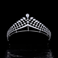 Princess CZ Zircon Crystal Silver Wedding Crowns Tiaras Headpieces