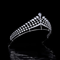 Princess CZ Zircon Crystal Silver Wedding Crowns Tiaras Headpieces