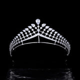 Princess CZ Zircon Crystal Silver Wedding Crowns Tiaras Headpieces