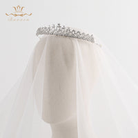 Silver Tiara Hairbands Evening Zircon Crystal Hair Accessories Wedding Hair Jewelry High Quality