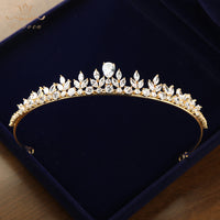 Gorgeous Full Zircon Bridal Tiaras Crowns Plated Crystal Wedding Hairbands For Brides