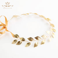 Leaves Korean Brides Headbands Gold Soft Hairbands Long Wedding Hair Accessories Party Dress Accessories