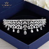 Luxury Silver Zircon Wedding Tiaras Crowns Plated Crystal Brides Hairbands Bridal Hair Jewelry Bridesmaid Hair Accessory