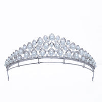 Freshwater Pearls Brides Zircon Crystal Crown Tiara Sliver Hair Accessories Evening Hair Jewelry