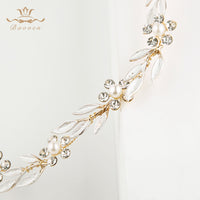 Soft Leaves Brides Hairbands Soft Bridal Crystal Tiara Gold Hair Jewelry Wedding Hair Accessories