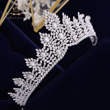 Royal Princess  Full Zircon Crystal Brides Tiaras Crowns Silver Wedding Hairbands Evening Hair Jewelry Wedding Accessories