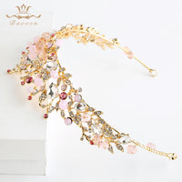 Fashion Brides Crystal Tiaras Crowns Gold Headpieces Rhinestone Wedding Hair Accessories