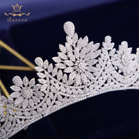 European CZ Zircon Bridal Tiaras Crowns Plated Crystal Wedding Hairbands Headpieces For Brides