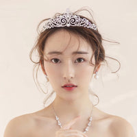 Vintage Full Zircon Brides Crowns Tiaras Freshwater Pearls Wedding Headband Sliver Bridal Hair Accessory